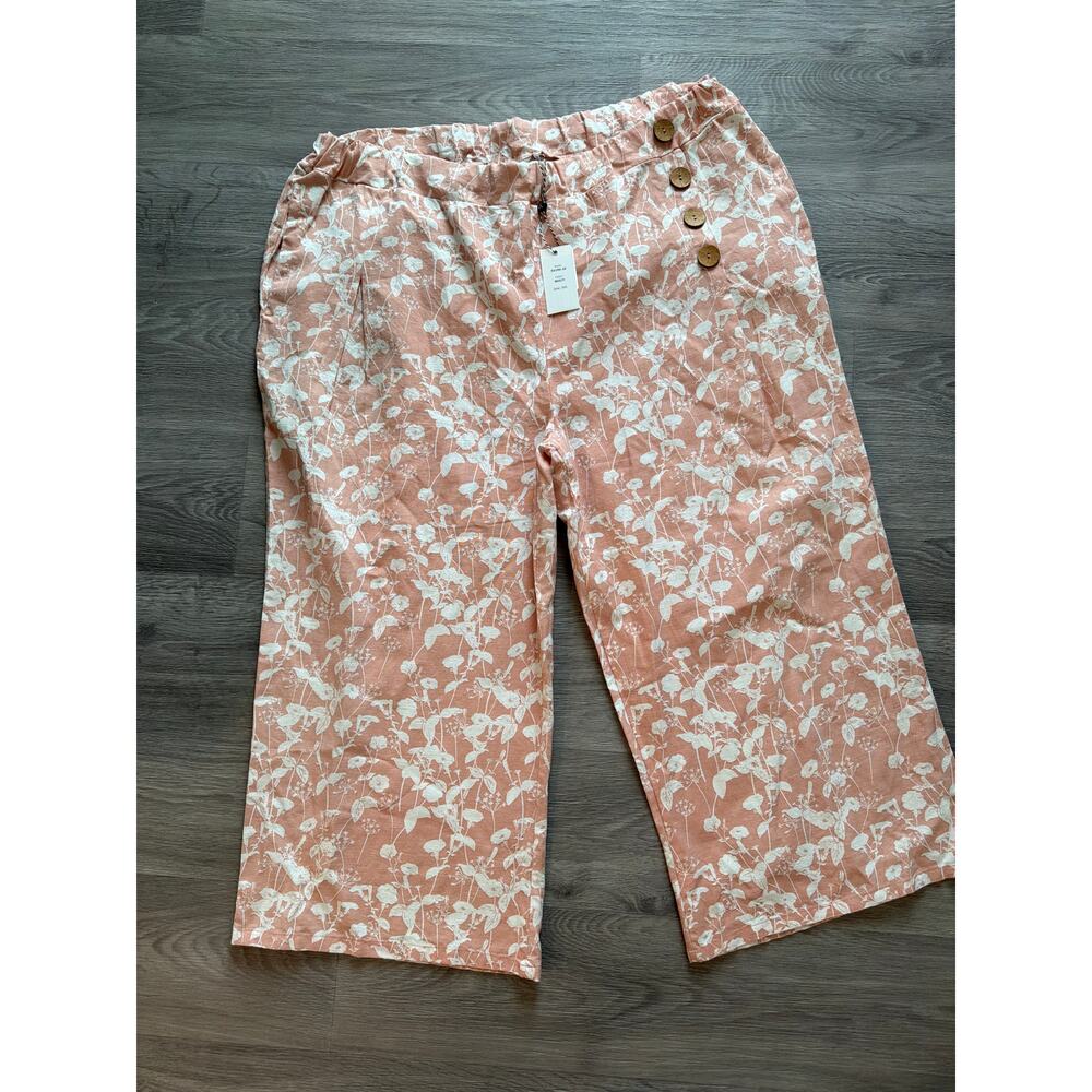 NWT Kaktus size XXL cotton & linen blend cropped pants